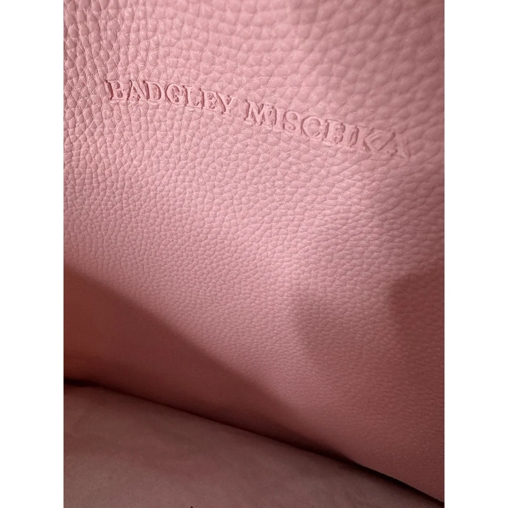 New Badgley Mischka Tote Bag Pink Large Vegan Leather Glam Designer coquette‎
